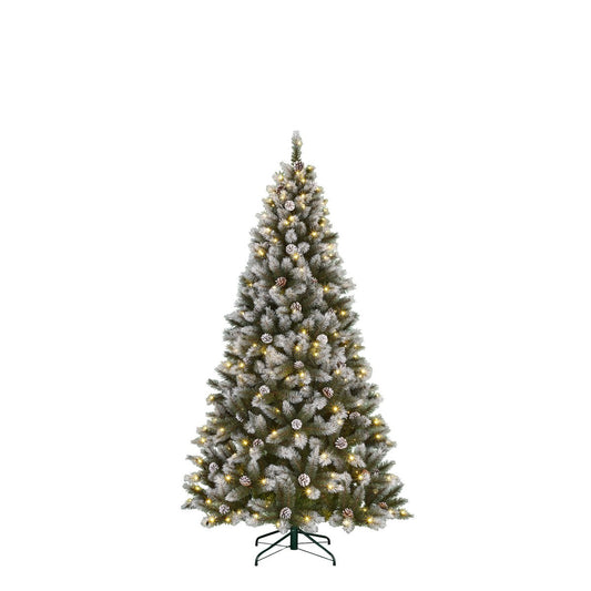 Sapin de Noël Artificiel Pittsfield avec Éclairage LED - H185 x Ø102 cm - Vert Givré
