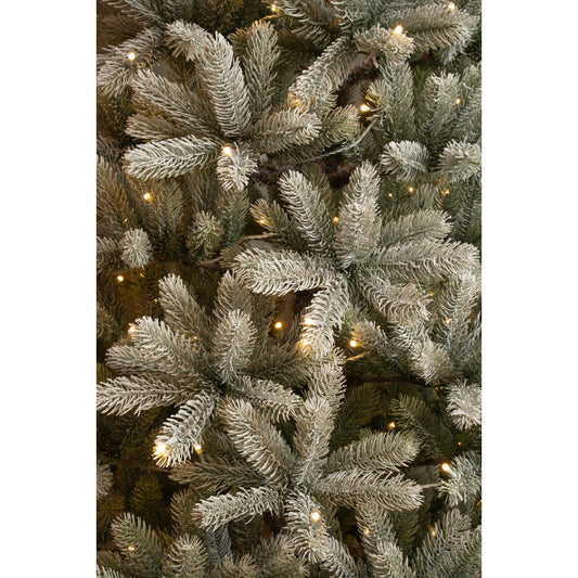 Sapin de Noël Artificiel Nagoya avec éclairage LED Blanc Chaud - H210 x Ø115 cm - Vert Givré