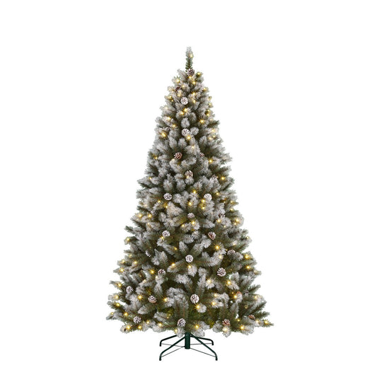 Sapin de Noël Artificiel Pittsfield avec Éclairage LED - H215 x Ø117 cm - Vert Givré