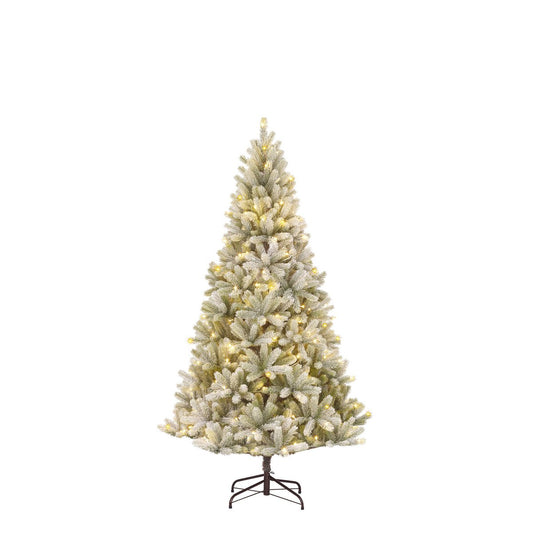 Sapin de Noël Artificiel Nagoya avec éclairage LED Blanc Chaud - H180 x Ø108 cm - Vert Givré