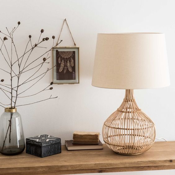 lampe de chevet rotin
