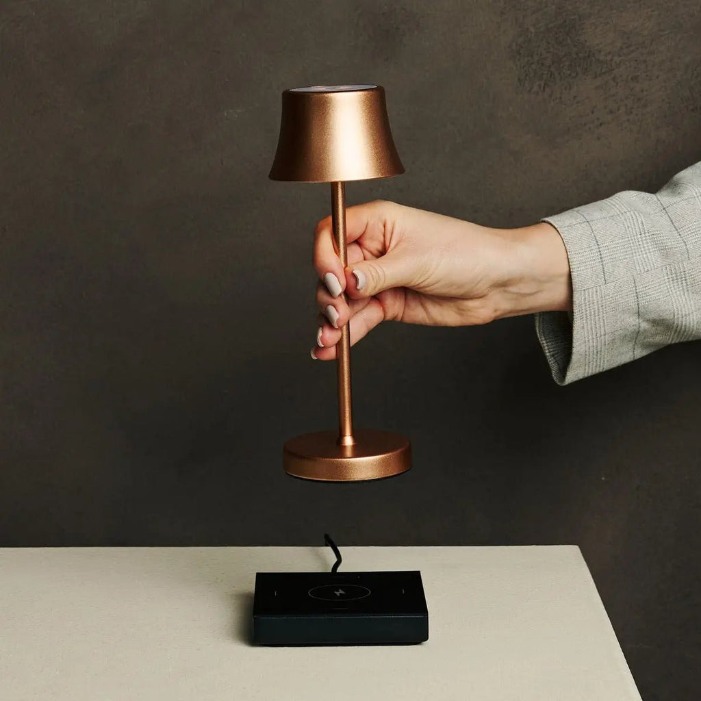 De Pijp Mini Copper Rechargeable Table Lampe - Charge sans fil, lampe dimmable et 3 couleurs lumineuses