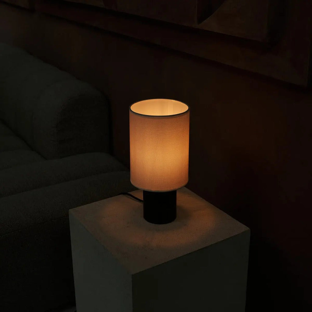 Lampe de table noire "Kiko" – Lampe de bureau confortable noire et beige avec raccord E27