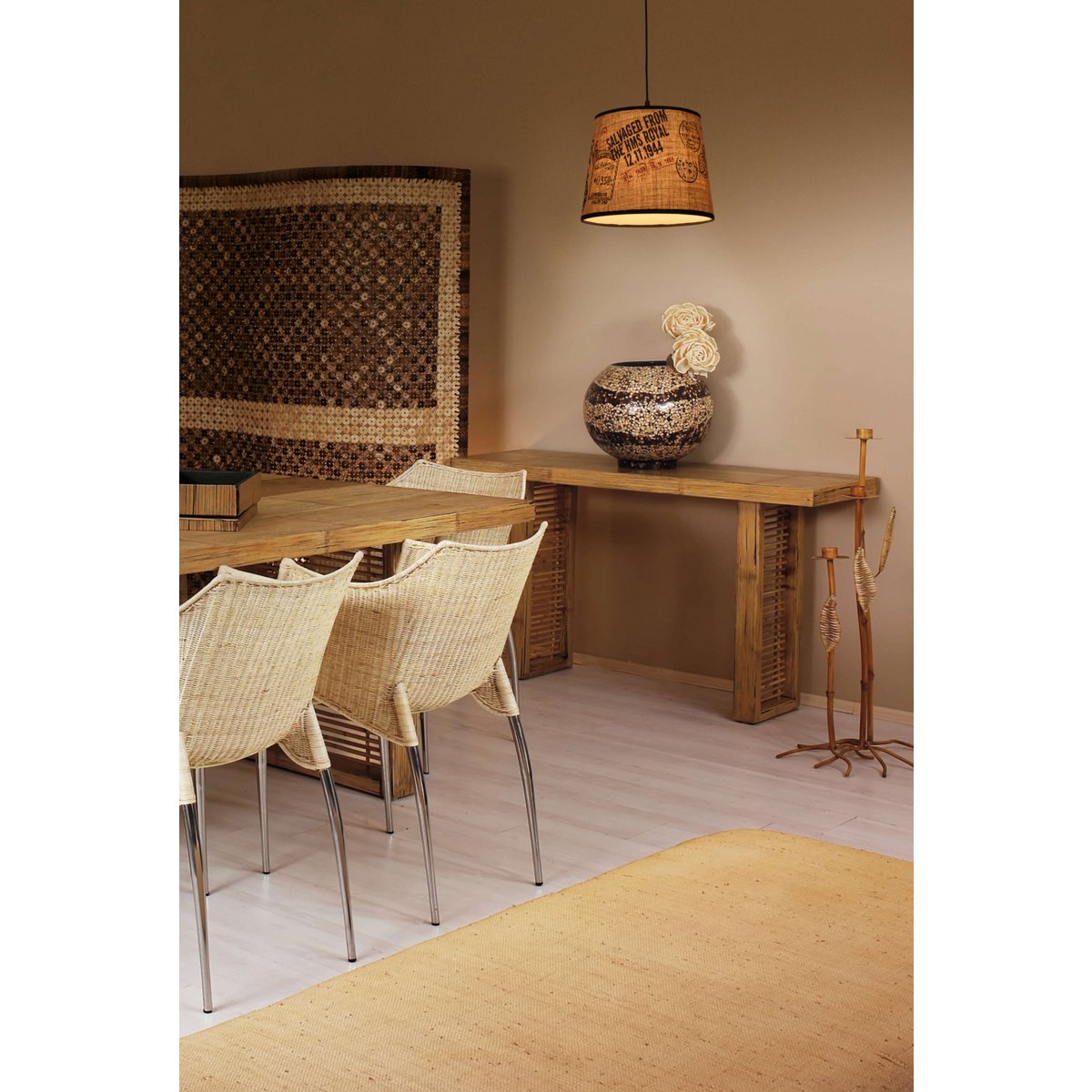 Suspension avec abat-jour textile "Print"