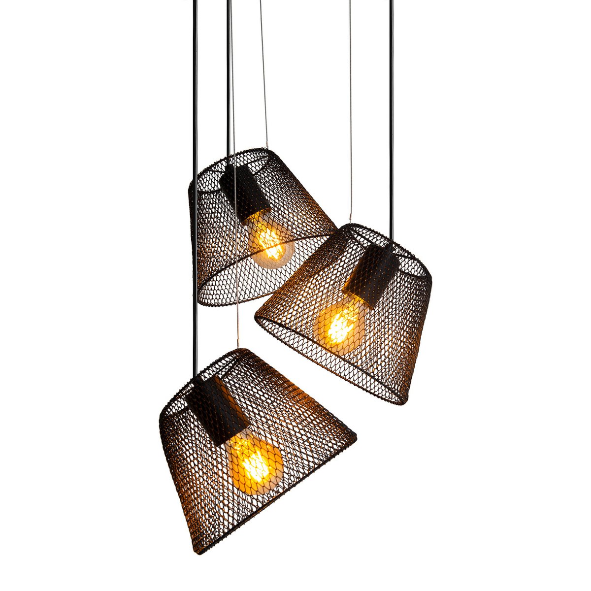 La lampe suspendue à 3 places "Korie" - Suspension en métal en noir