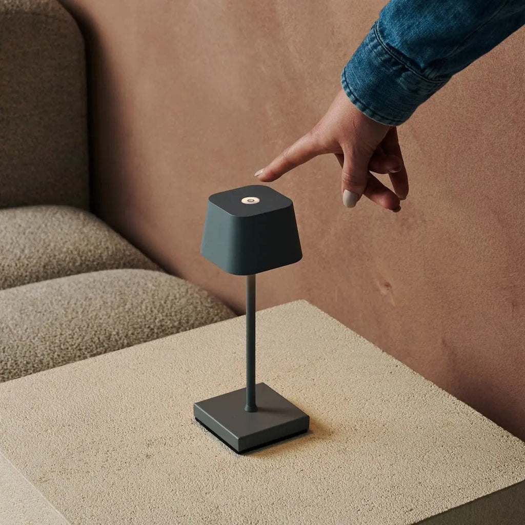 Sarphati Mini Mouse Grey Cordsless Table Lamp Perfection pour l'industrie hôtelière - Rechargeable sans fil via Station...