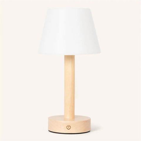 Lampe de table rechargeable en bois marron clair Zoë | Intensité variable, USB-C, batterie de 80 heures