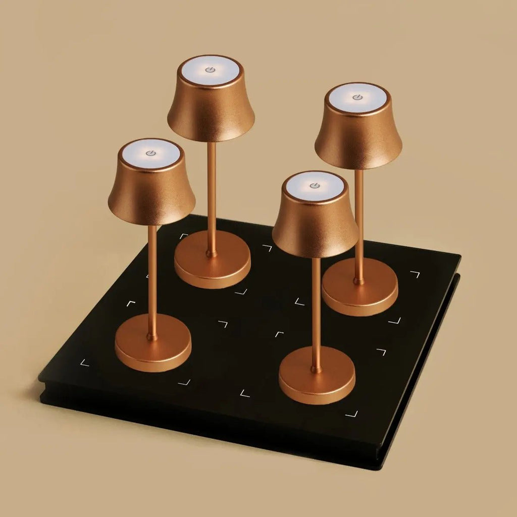 4× de Pijp Mini Cuivre — Pack lampes rechargeables hôtel Tavellio
