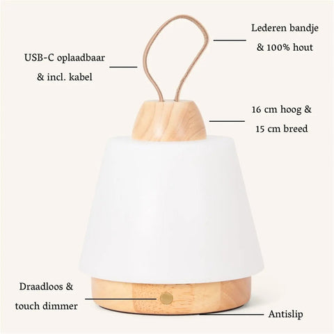 Lampe rechargeable Liv Light Brown – Bracelet en cuir, à intensité variable, sans fil