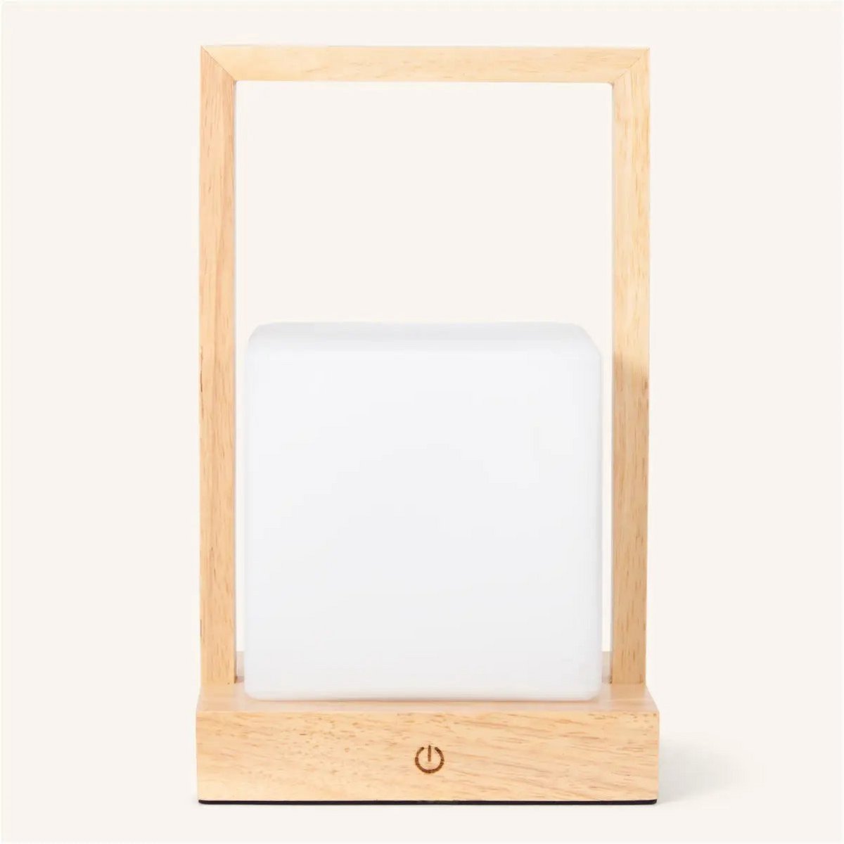 Lampe rechargeable Noah – Bois brun et verre givré avec poignée élégante