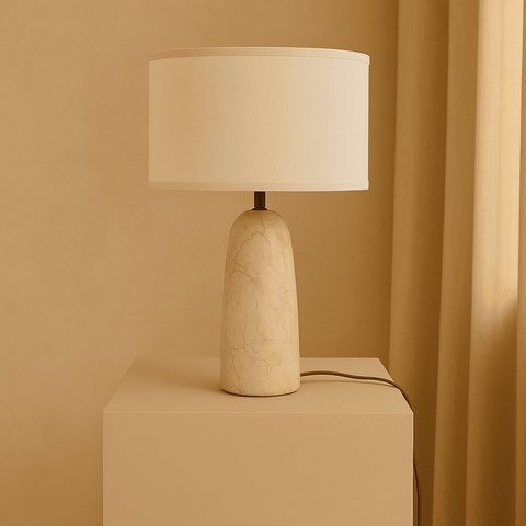 Lampe Charlotte en marbre avec abat-jour en coton – Éclairage élégant pour votre maison