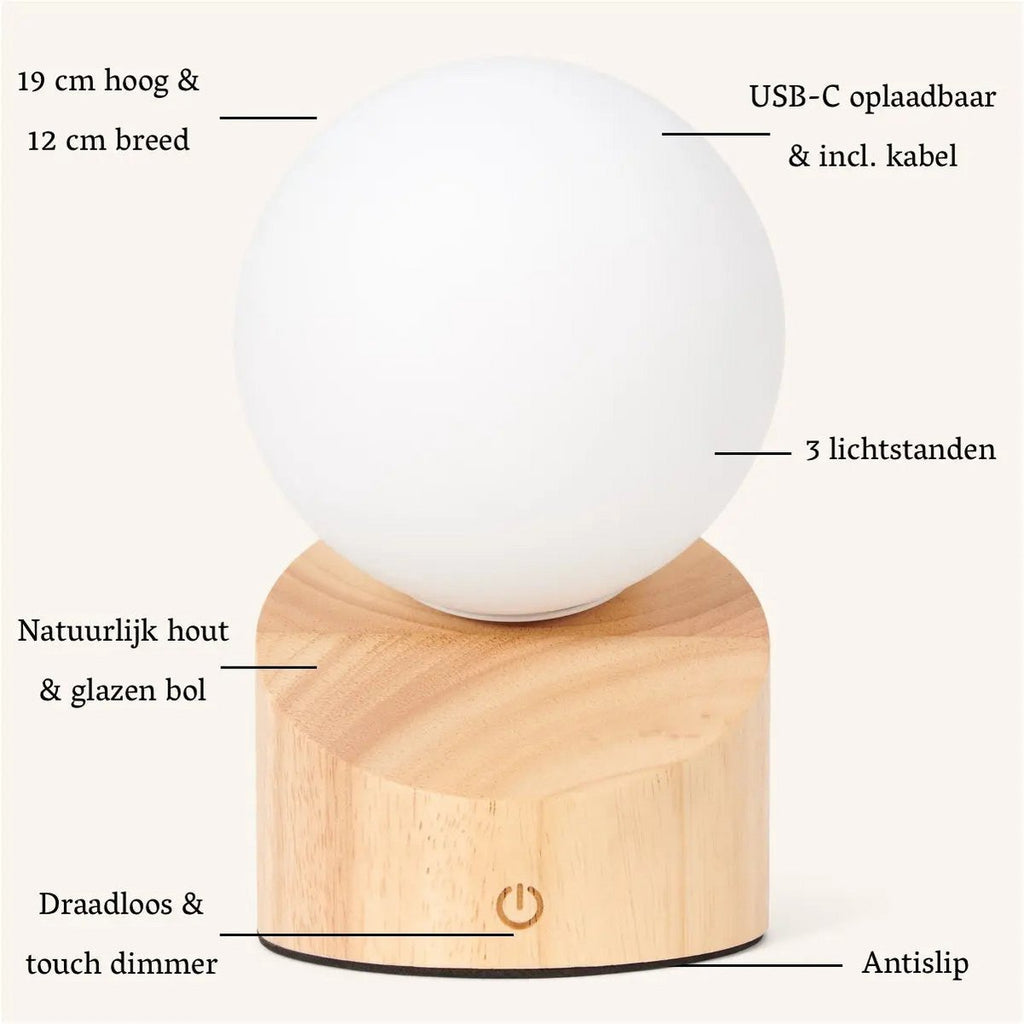 Lampe rechargeable élégante Morris – Conception sans fil, à intensité variable et respectueuse de l’environnement