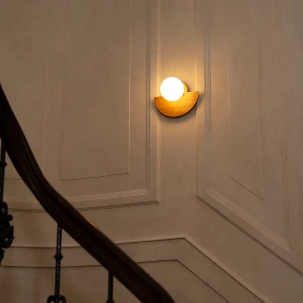 Applique murale sans fil Kane marron clair – Lampe rechargeable en bois et verre