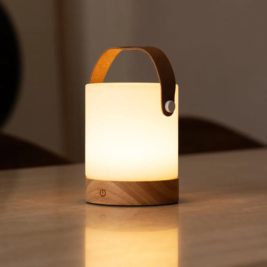 Lampe de table rechargeable au marron clair et clair - sans fil, dimmable et USB-C