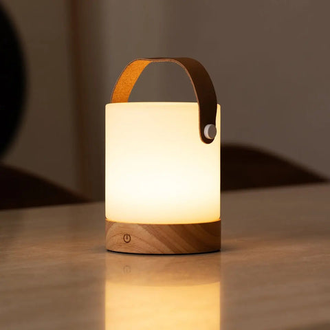 Lampe de table rechargeable au marron clair et clair - sans fil, dimmable et USB-C