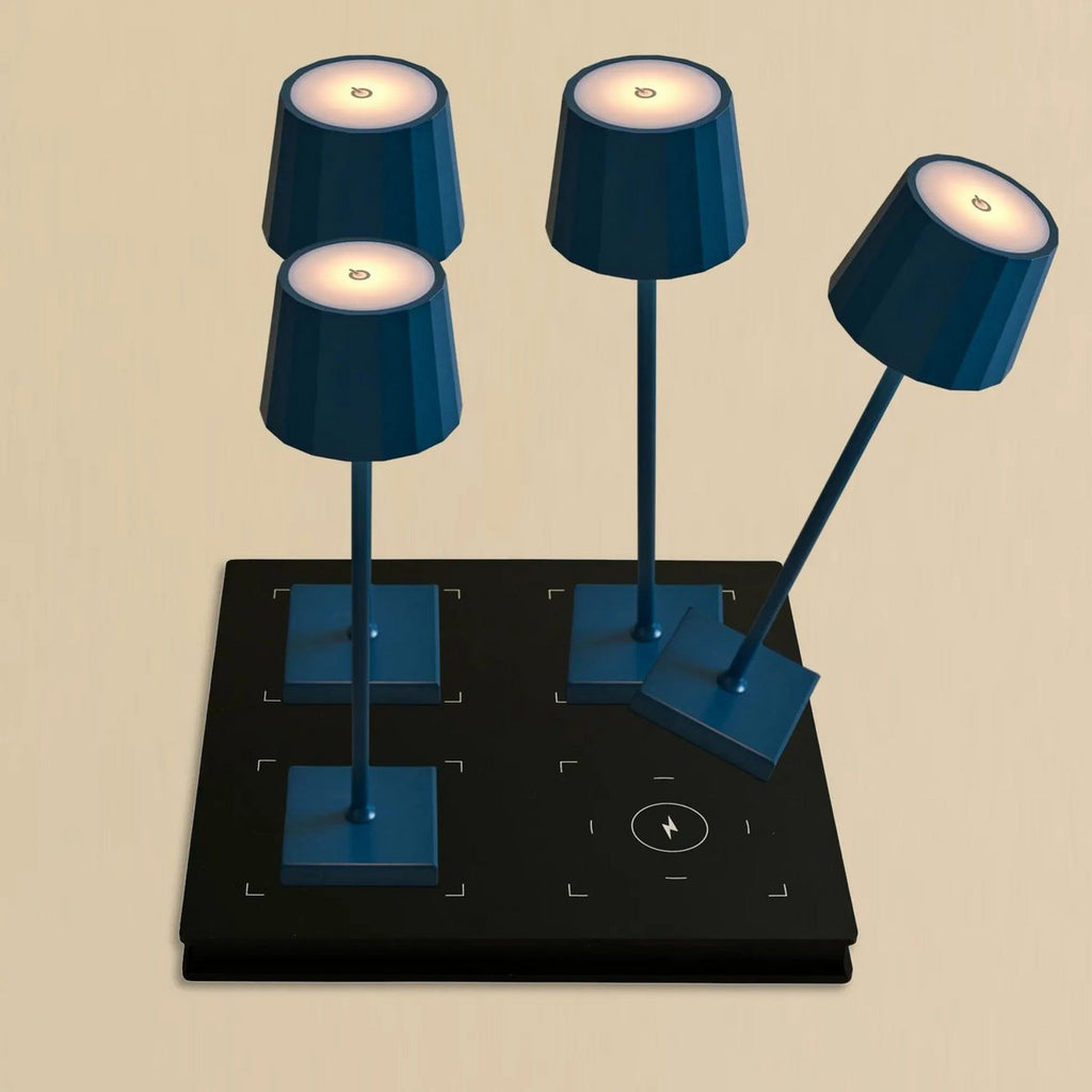 Combi Set Professional - 4 X Wouter Delftware Blue Rechargeable Table Lamps et 1 X Amstel Wireless Station Wireles