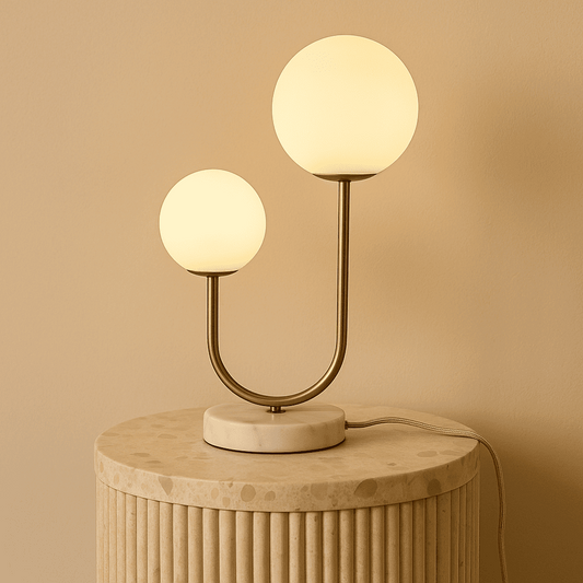 Giorgia Lampe en marbre élégant - lampe de table élégante avec ampoules en verre givré
