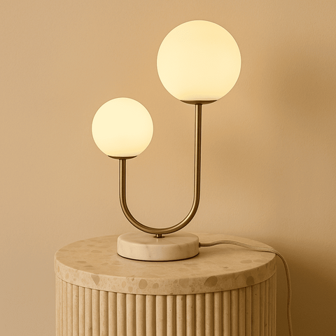 Giorgia Lampe en marbre élégant - lampe de table élégante avec ampoules en verre givré