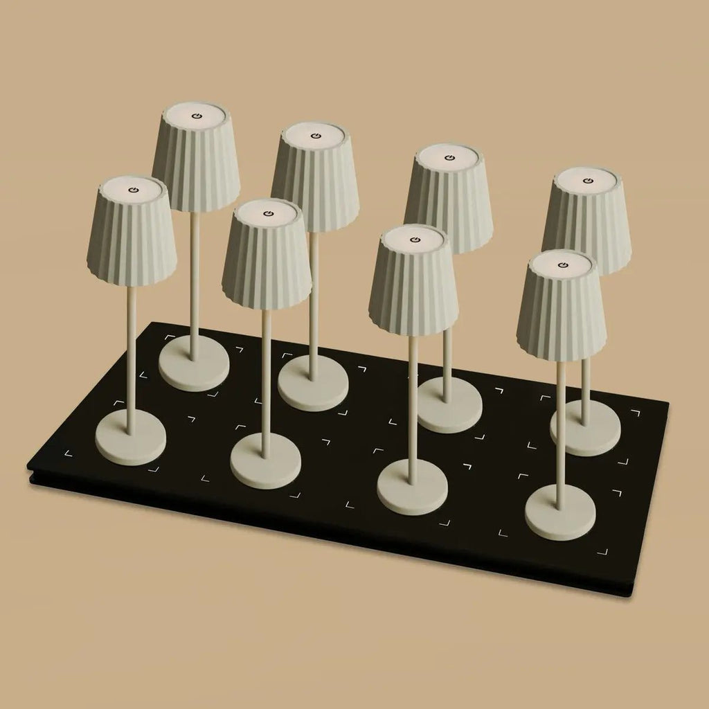 8× Maya Shadow Grey — Pack lampes rechargeables hôtel Tavellio