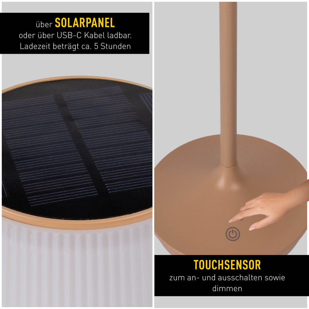 Lampe de batterie solaire "Emmi" - Marron et blanc