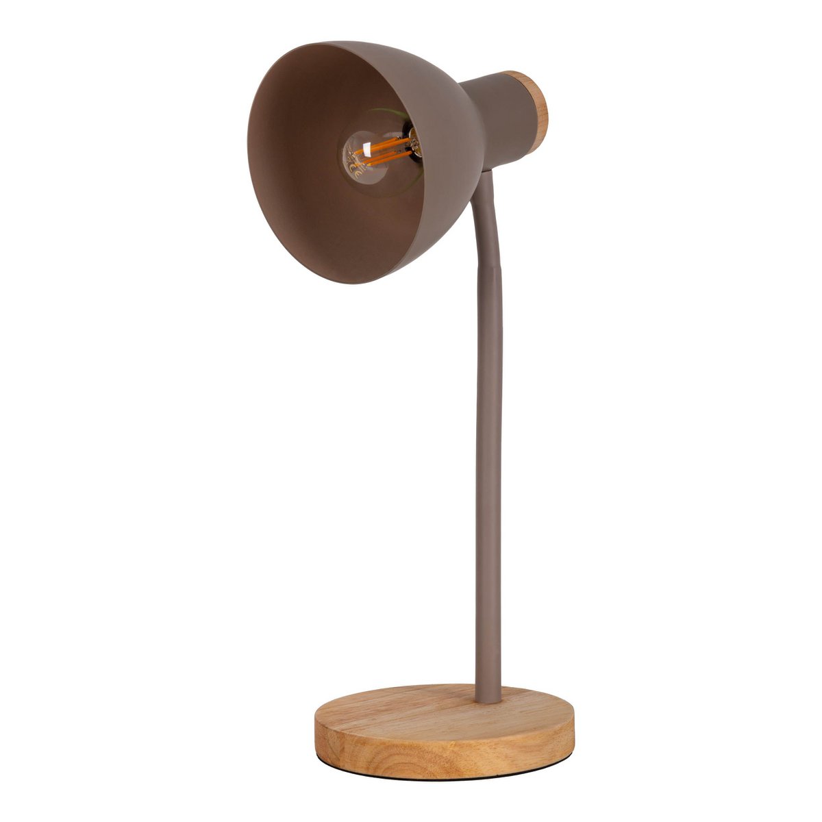 Lampe de bureau "Marie" en métal et en bois, E14, marron, 36,5 cm de haut