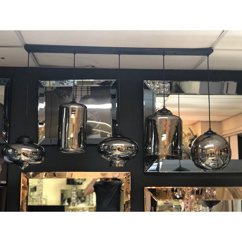 Luminaire Suspendu Verre Fumé 5 Lumières Mix.