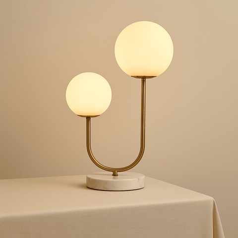 Giorgia Lampe en marbre élégant - lampe de table élégante avec ampoules en verre givré