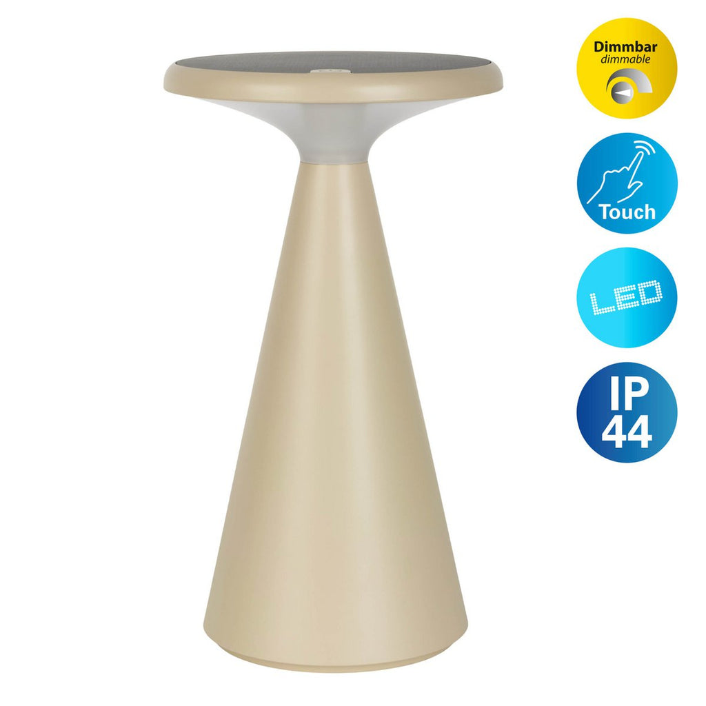 Lampe de table de batterie solaire Palu - Beige  pour Extérieur et Intérieur