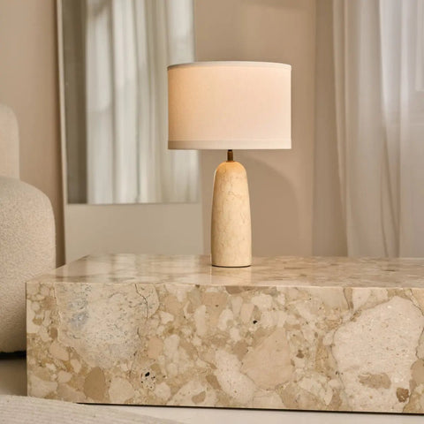 Lampe Charlotte en marbre avec abat-jour en coton – Éclairage élégant pour votre maison