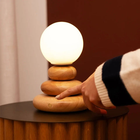 Lampe rechargeable Isabella en bois et verre - Sans fil et à intensité variable