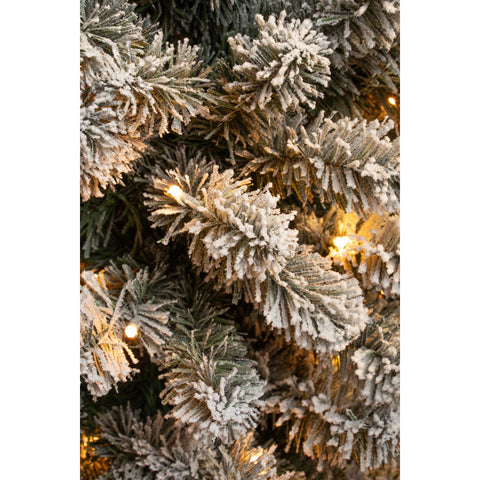 Sapin de Noël Artificiel Charlton Narrow avec Éclairage LED Blanc Chaud - H230 x Ø58 cm - Vert Givré