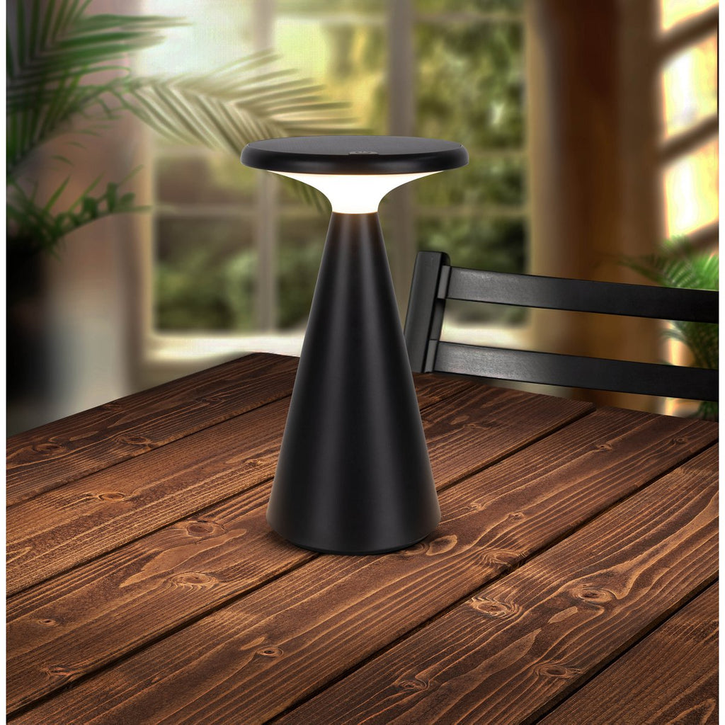 Lampe de table de batterie solaire légère PALU - Noir pour Extérieur et Intérieur