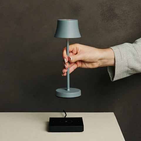 De Pijp Mini Mouse Grey Grey Rechargeable Table Lampe - Charge sans fil, lampe dimmable et 3 couleurs claires