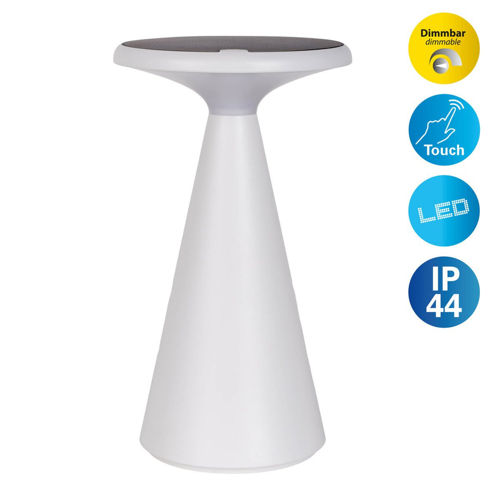 Lampe de table de batterie solaire légère PALU - Blanc pour Extérieur et Intérieur