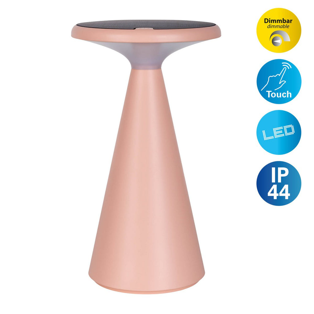 Lampe de table de batterie solaire légère PALU - Rose pour Extérieur et Intérieur