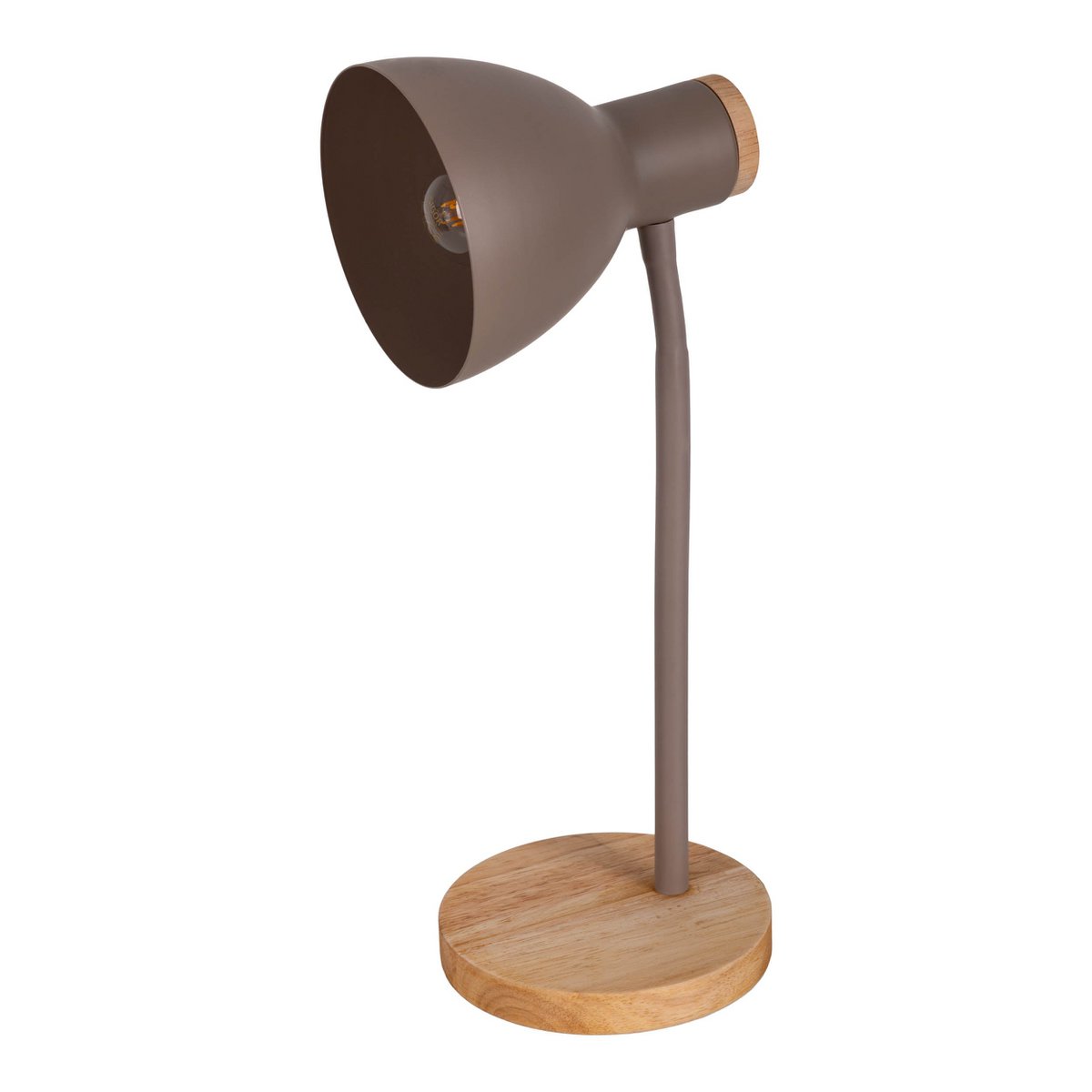 Lampe de bureau "Marie" en métal et en bois, E14, marron, 36,5 cm de haut
