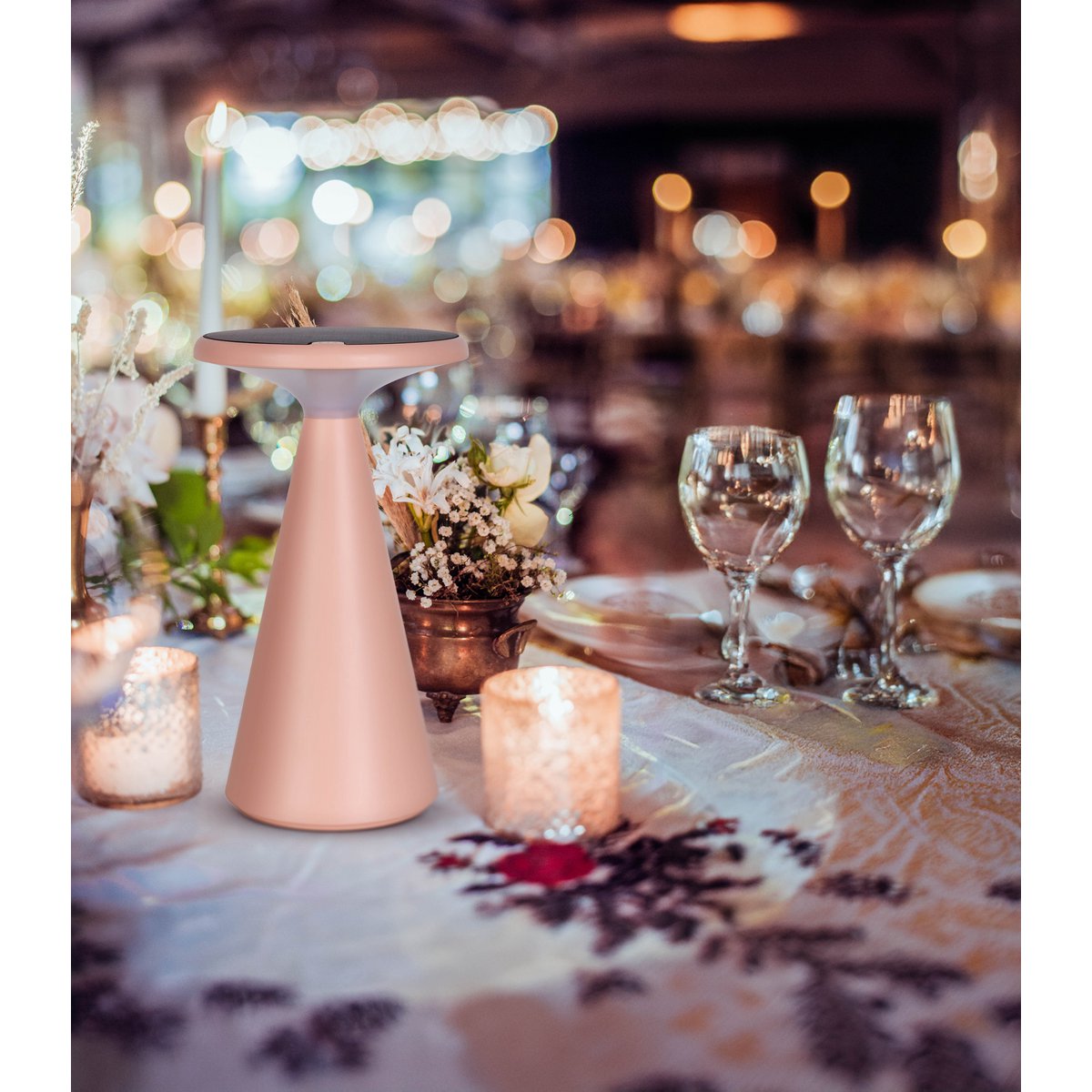 Lampe de table de batterie solaire légère PALU - Rose pour Extérieur et Intérieur