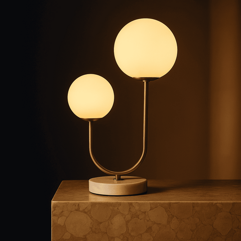 Giorgia Lampe en marbre élégant - lampe de table élégante avec ampoules en verre givré