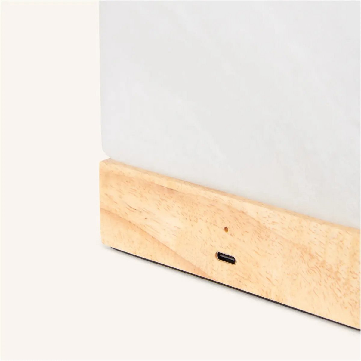 Lampe en bois sans fil brun clair avec verre congelé - batterie rechargeable, dimmable, 100 heures