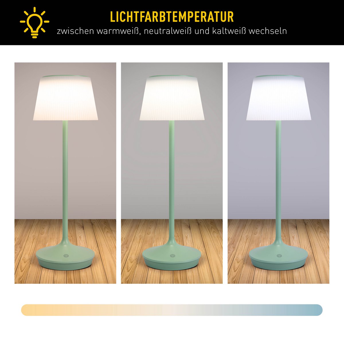 Lampe de batterie solaire "Emmi"  - Menthe et blanc