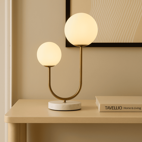 Giorgia Lampe en marbre élégant - lampe de table élégante avec ampoules en verre givré