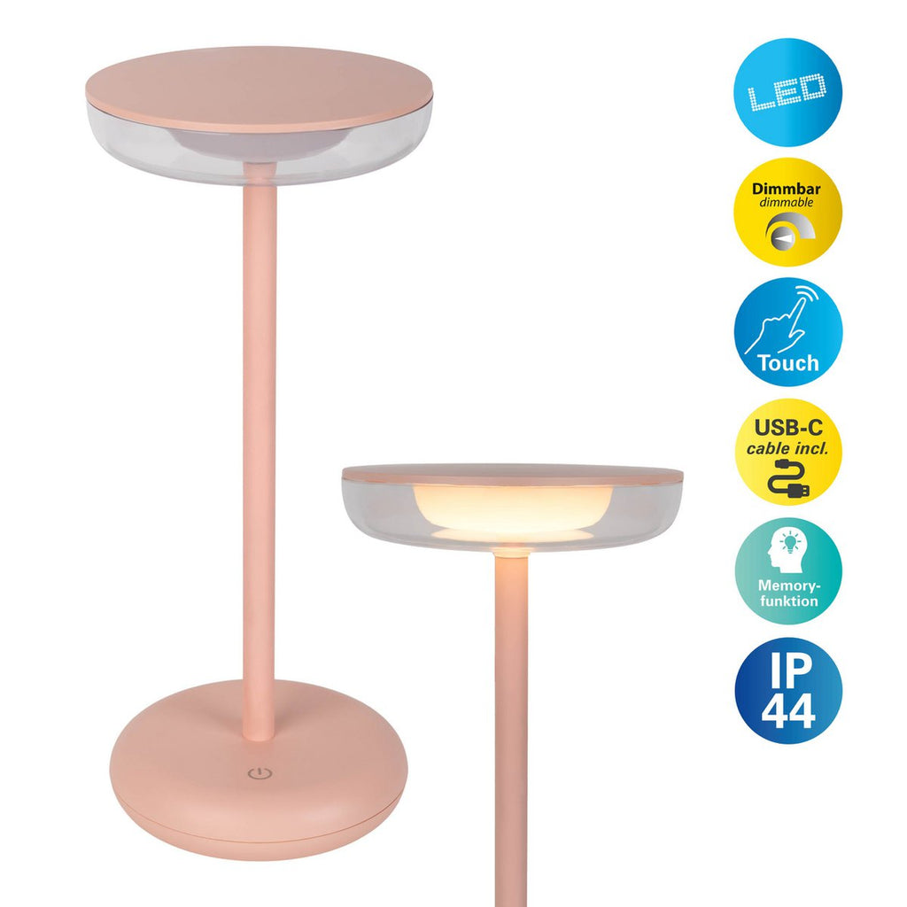 Lampe de table à batterie « PASI » - Rose
