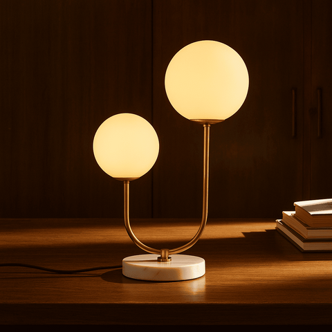 Giorgia Lampe en marbre élégant - lampe de table élégante avec ampoules en verre givré