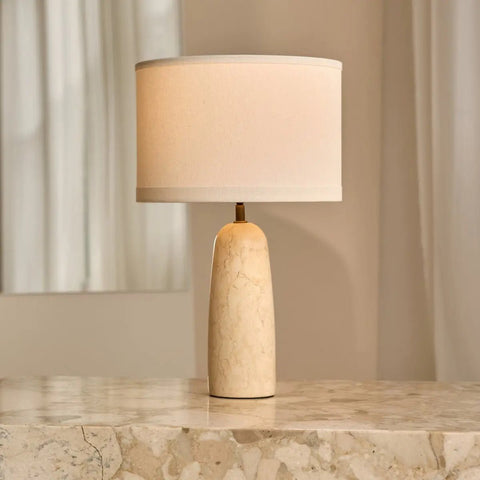 Lampe Charlotte en marbre avec abat-jour en coton – Éclairage élégant pour votre maison