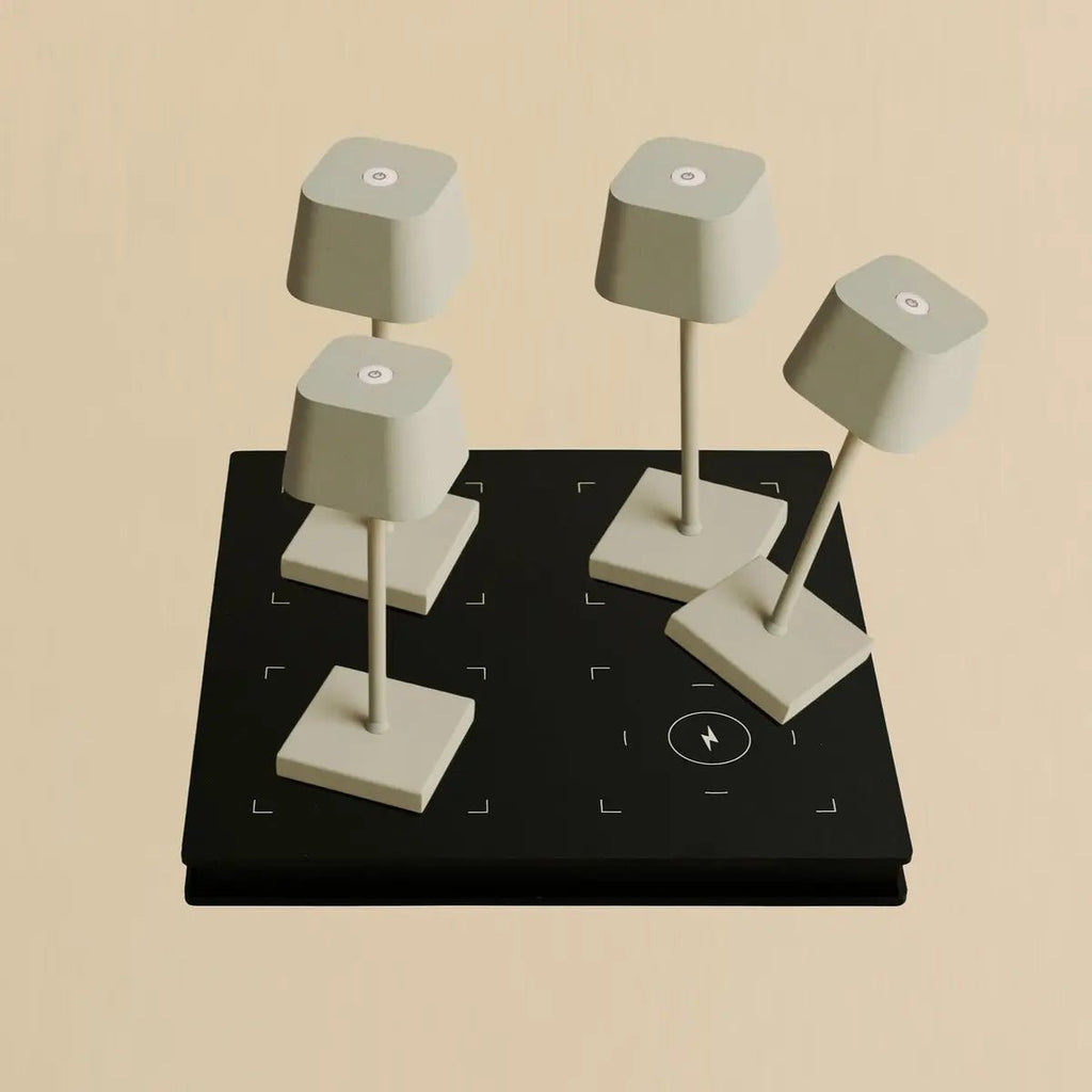 4× Sarphati Mini Shadow Grey — Pack lampes rechargeables hôtel Tavellio