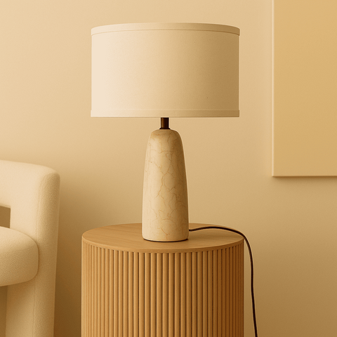 Lampe Charlotte en marbre avec abat-jour en coton – Éclairage élégant pour votre maison