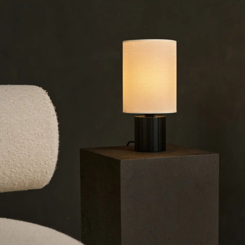 Lampe de table noire "Kiko" – Lampe de bureau confortable noire et beige avec raccord E27