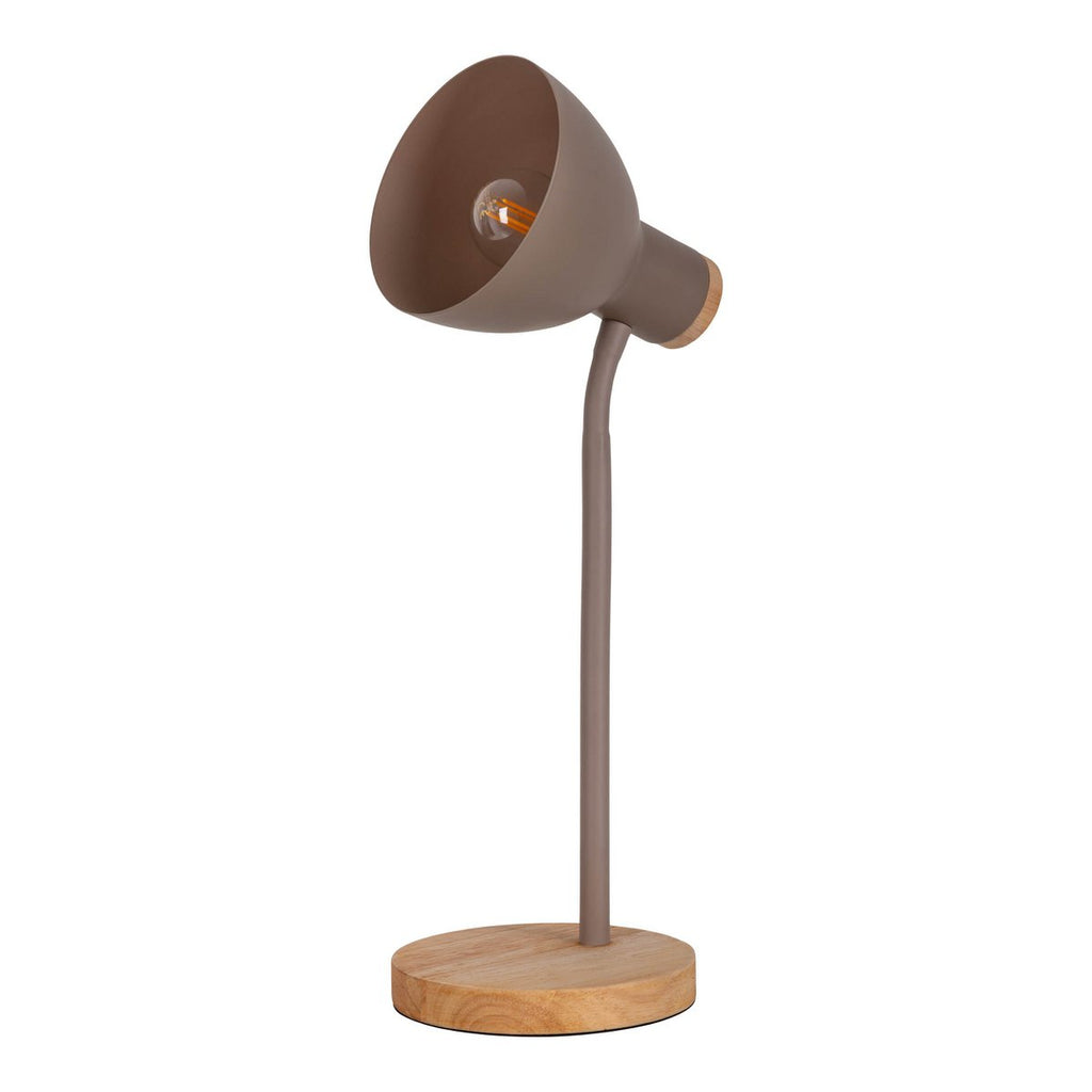 Lampe de bureau "Marie" en métal et en bois, E14, marron, 36,5 cm de haut
