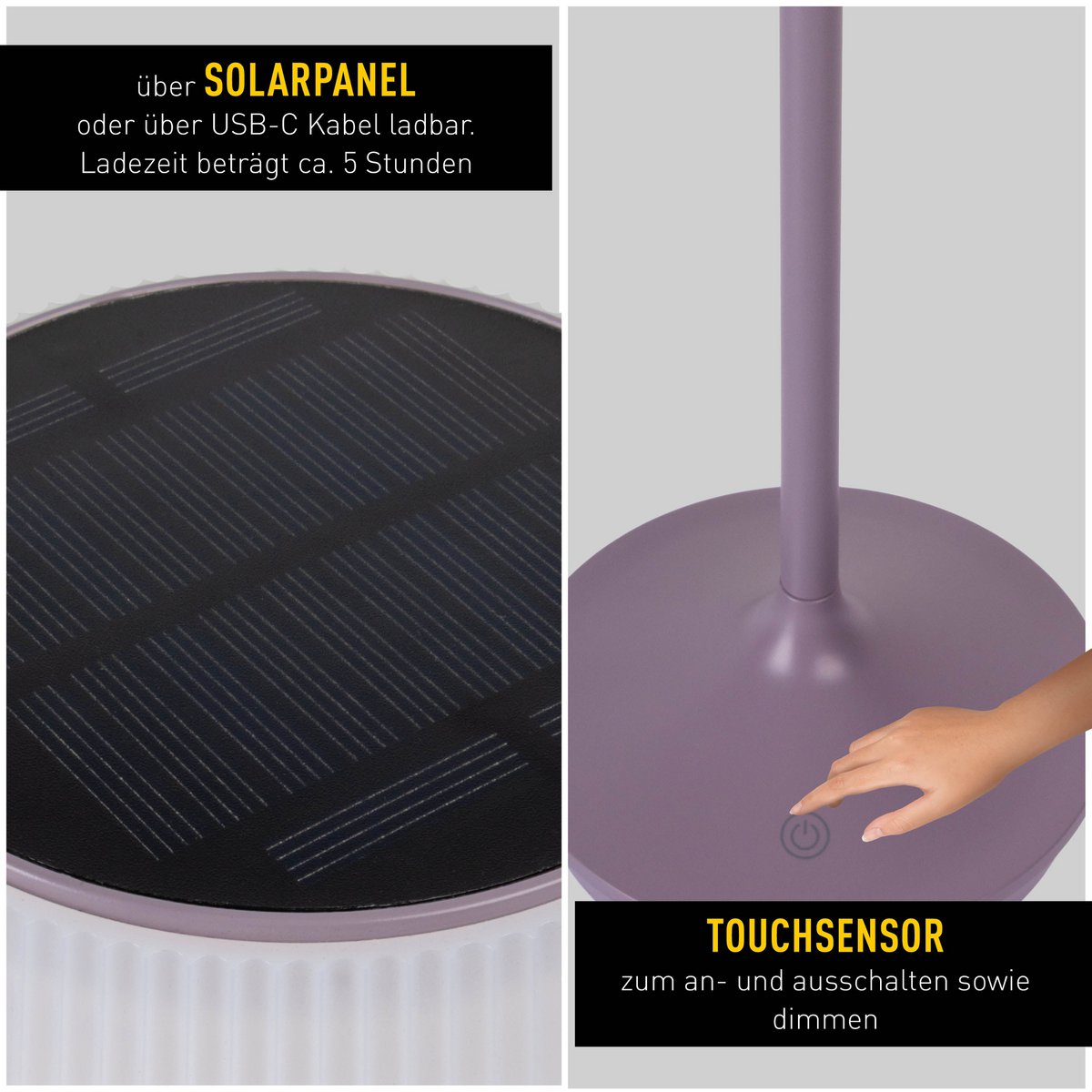 Lampe de batterie solaire "Emmi"  - Violet et blanc