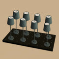8× Maya Stone Grey — Pack lampes rechargeables hôtel Tavellio